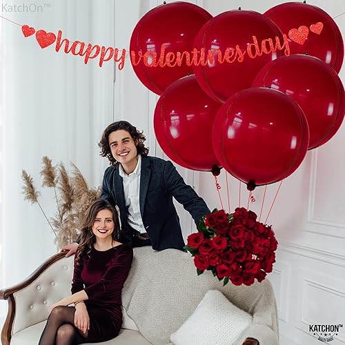 Miniatura 5 de KatchOn, Globos rojos grandes de Mylar de 22 pulgadas, paquete de 6, globos rojos rubí, globos rojos metálicos para decoraciones de cumpleaños