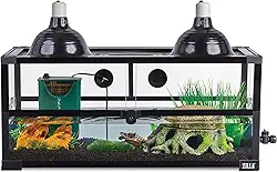 Zilla Tartaruga aquática QuickBuild de 20 galões de comprimento comporta 9 galões de habitat de terrário de vidro de água, 76 x 30 x 34 cm