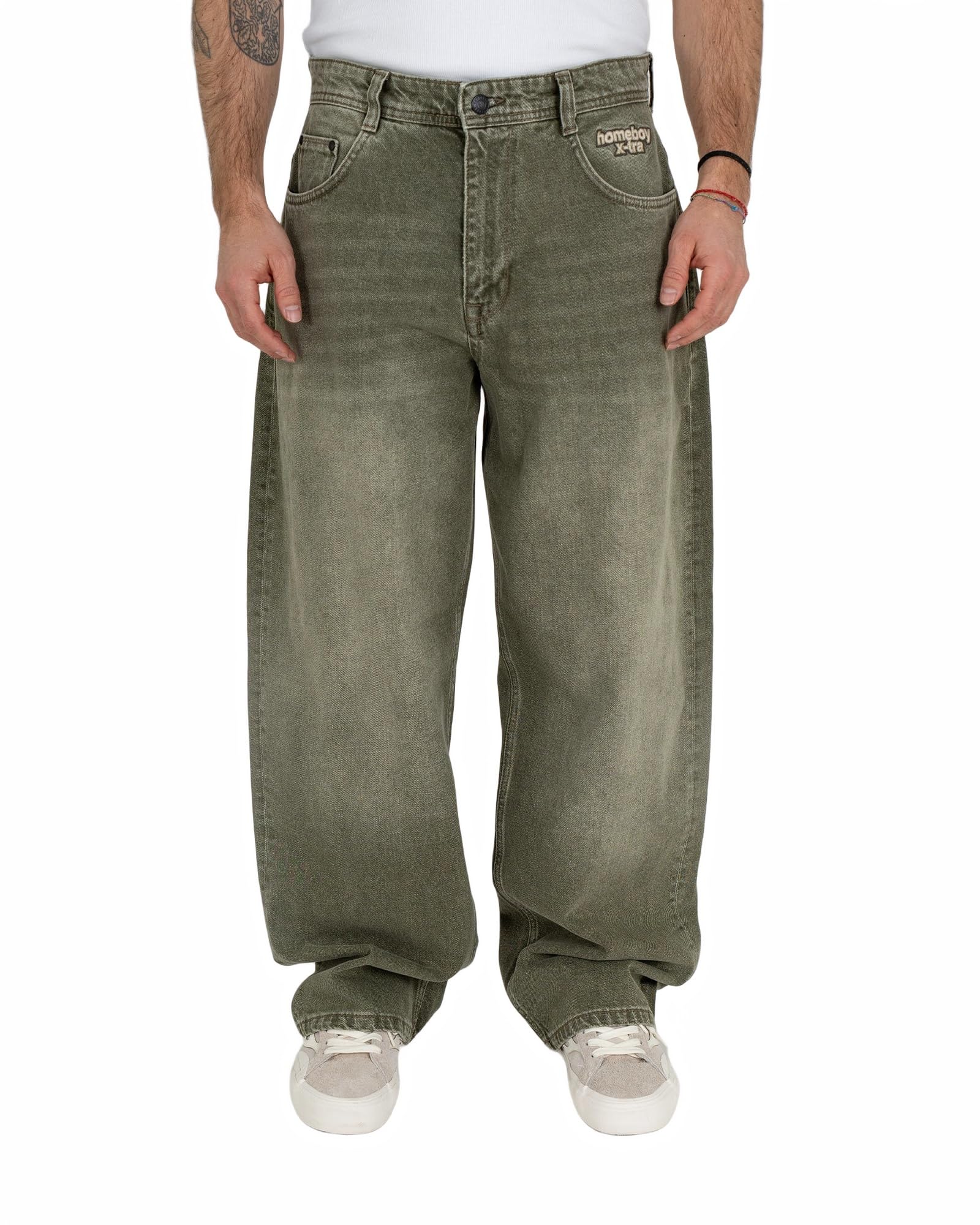 Homeboy Unisex x-tra Monster Dye Denim Pants, Washed Green, 28 L30