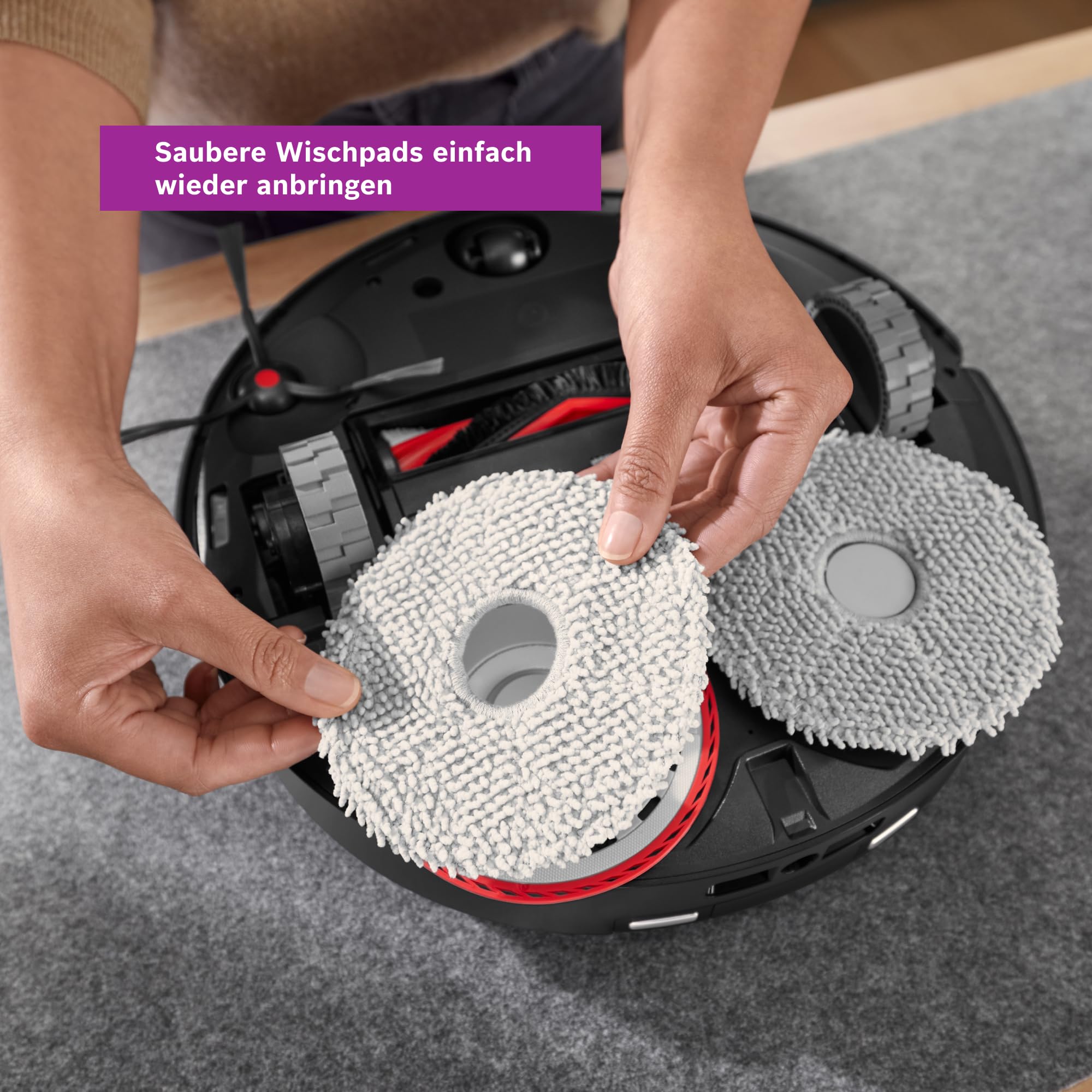 Bosch Wischpads BHZRMP3 für Spotless Max und Spotless Max Cam Saugroboter, effektive Nassreinigung auf verschiedenen Hartböden Dank rotierender Wischpads, Set mit 2 x 2 Stück