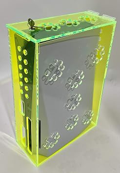 Acrylic Megastore Preste 5 Security and Protection Box, Fluorescent Green, Compatible with Playstation 5 Standard and Digital