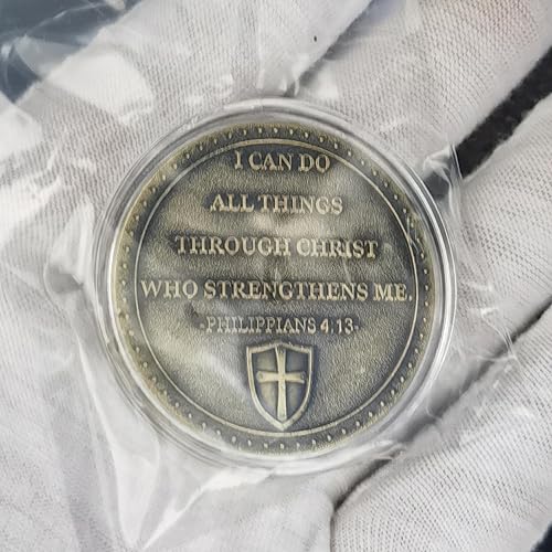 Miniatura 2 de Moneda de desafío cristiano caballero armado I Can Do All Thing Through Christ Versículos de la Biblia de regalo Colecciones de monedas