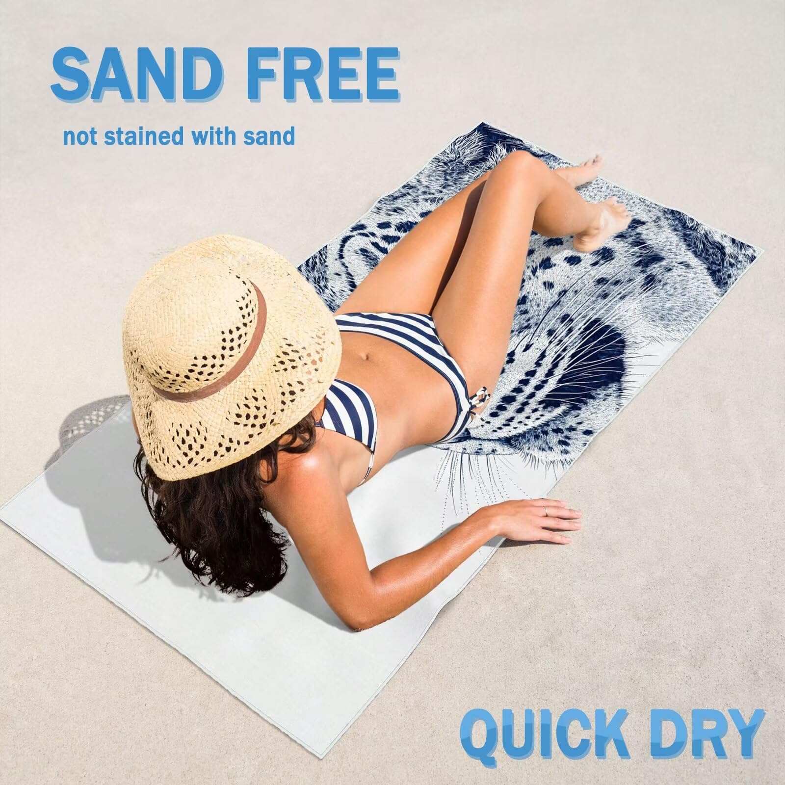 Toalla Playa XXL 80x160cm Simple，Toalla Microfibra 2 Pack Leopardo Secado Rápido y Antiarena，Absorbente，Ligera Fina y Compacta，Aplicable a Playa，Baño，Piscina，Gimnasio，Viajes，Sauna YJ-487