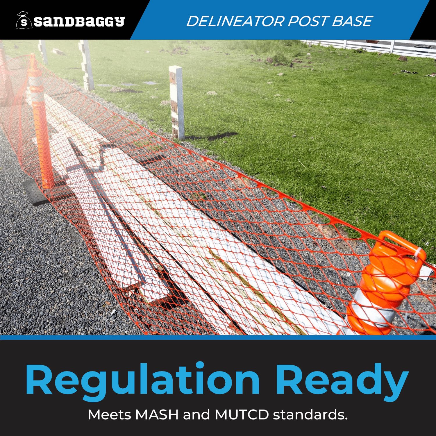 Sandbaggy 16" Traffic Delineator Post Base - Rubber - Construction Safety (20, Black, 16-inch)