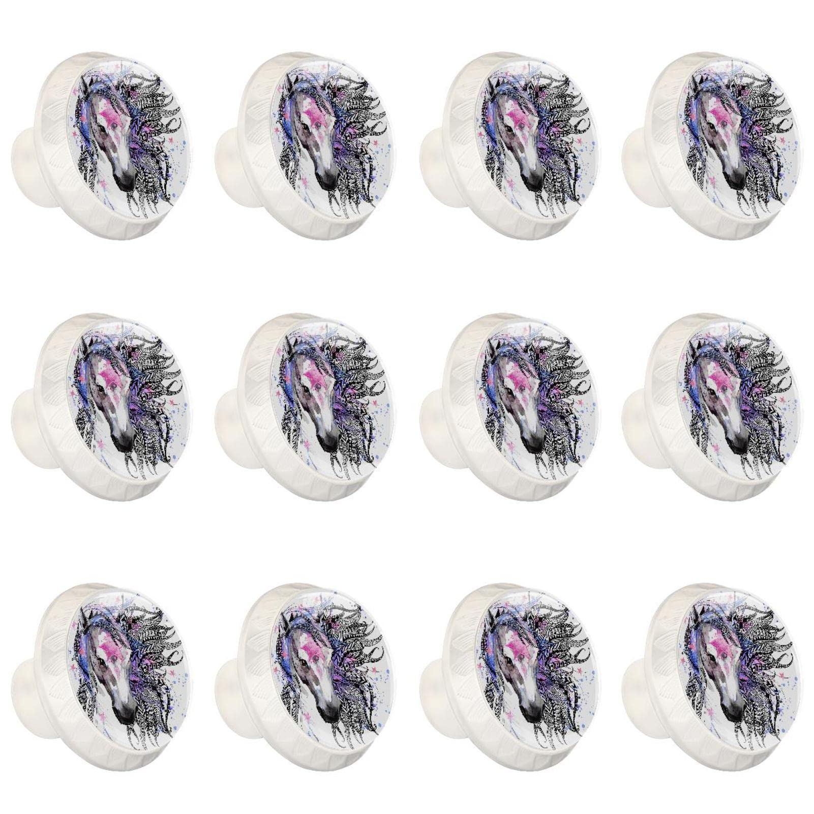 Poignées de tiroir robustes lot de 12 boutons de cuisine au motif artistique de cheval