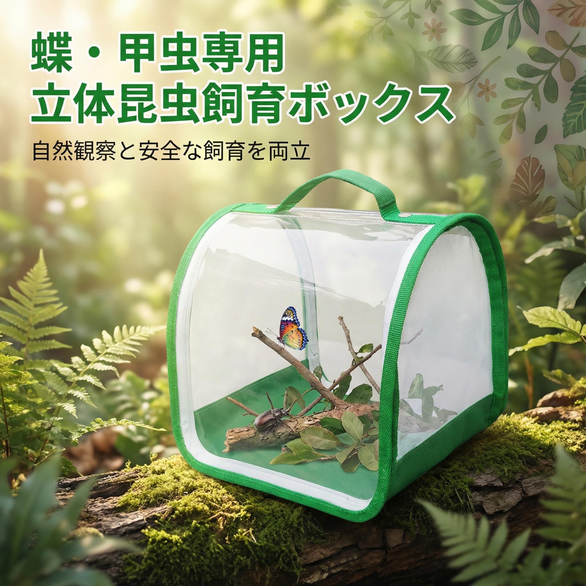 Amazon | SATiNU 20*20*20CM 昆虫飼育箱 植物ケージ 標本箱 折り畳み虫