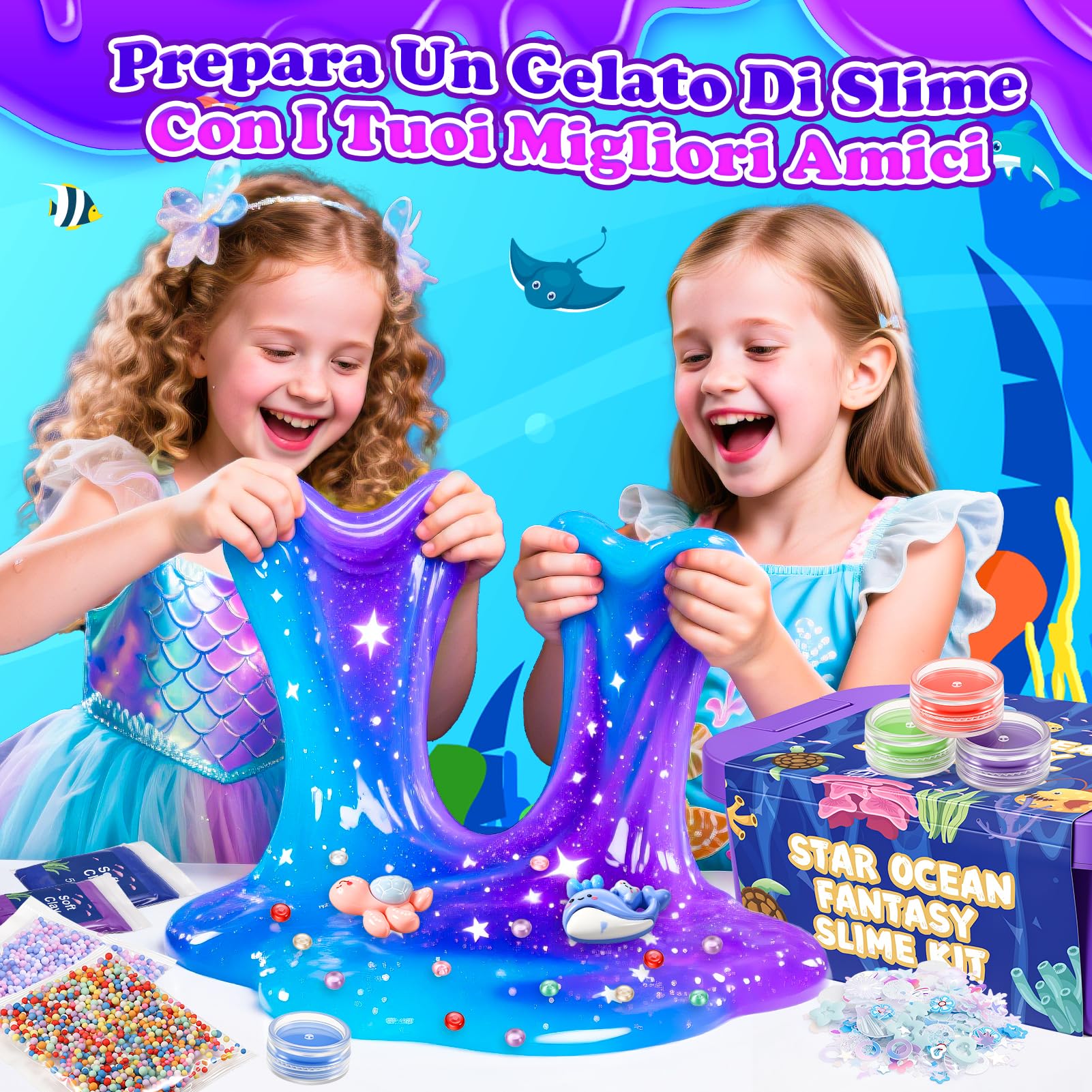 iKidiki Slime per Bambini 6 7 8 9 10 11 12 Anni, Oceano Galaxy Slime Kit Giochi Bambina 6-12 Anni Femmina DIY Slime Fluffy Regalo Bambina 6 7 8 9 10 11 12 Anni, Slime Set Regali di Festa