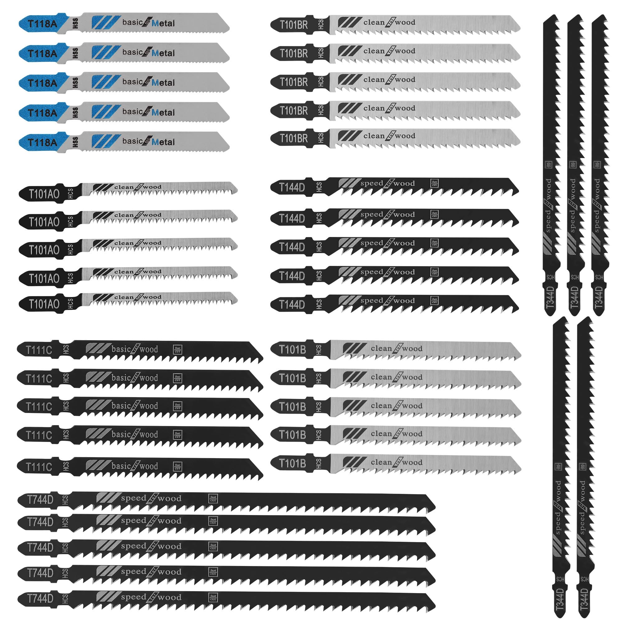 Professional 40 Piece StichsäGebläTter Holz，8 Modelle SäBelsäGebläTter Set，StichsäGebläTter Metall mit Kunststoffbox，SäGebläTter StichsäGe，Geeignet zum Schneiden von Metall, Holz und Kunststoff