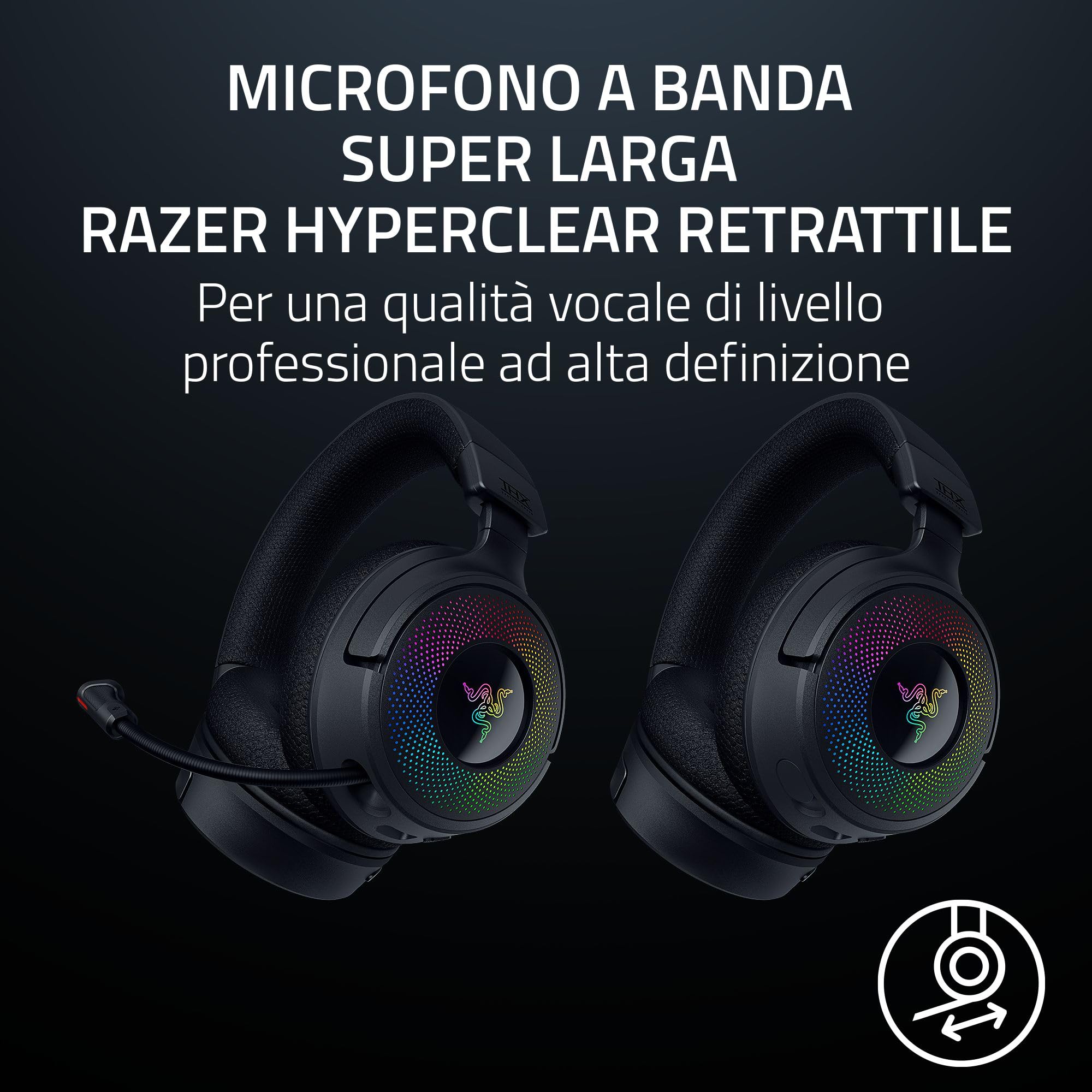 Razer Kraken V4 Cuffia da gioco wireless 40mm THX Spatial Audio RGB Nero