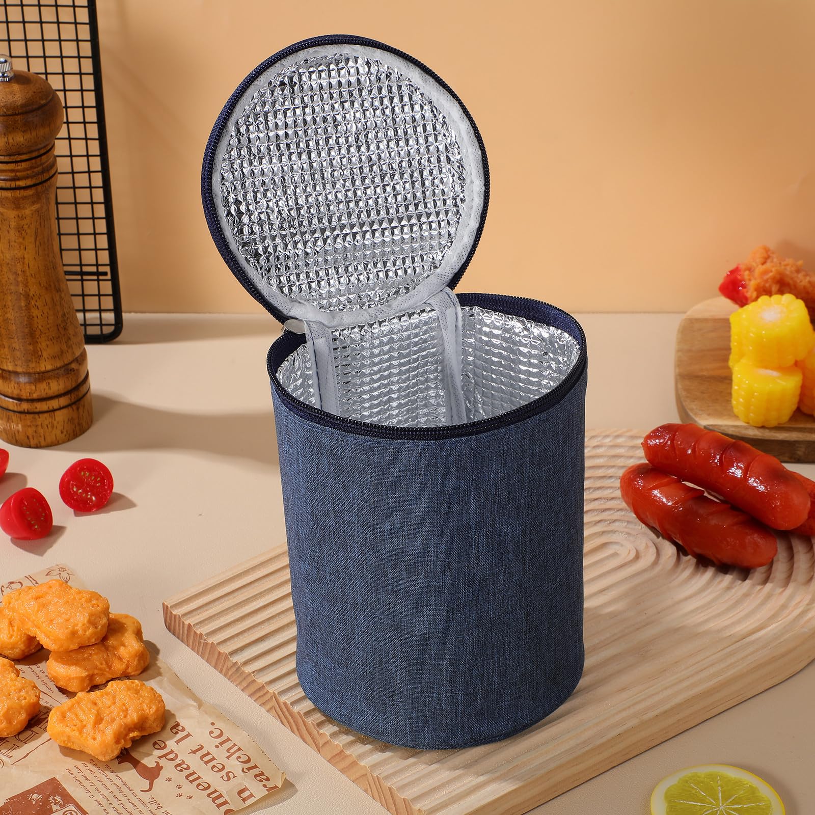 Alasum Bolsa Térmica Portátil para Taza de Desayuno y Sopa, Aislamiento Térmico Material de Lona y Aluminio, Adecuado para Picnic al Aire Libre y Uso en Casa