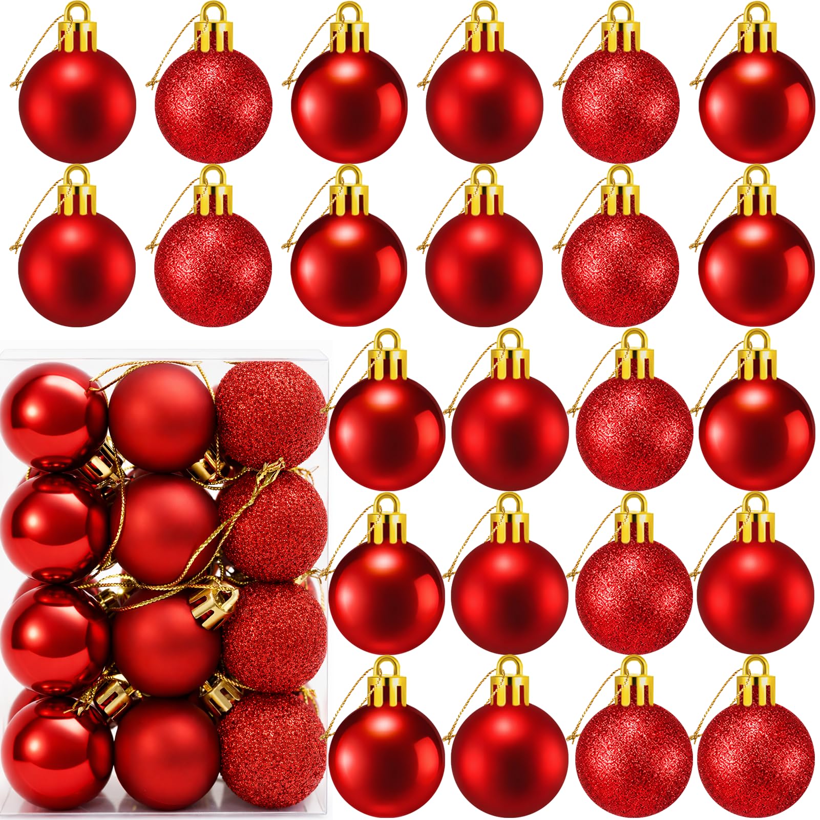 Amazon.com: 24 Count Small Red Christmas Ornaments Balls, Mini Red