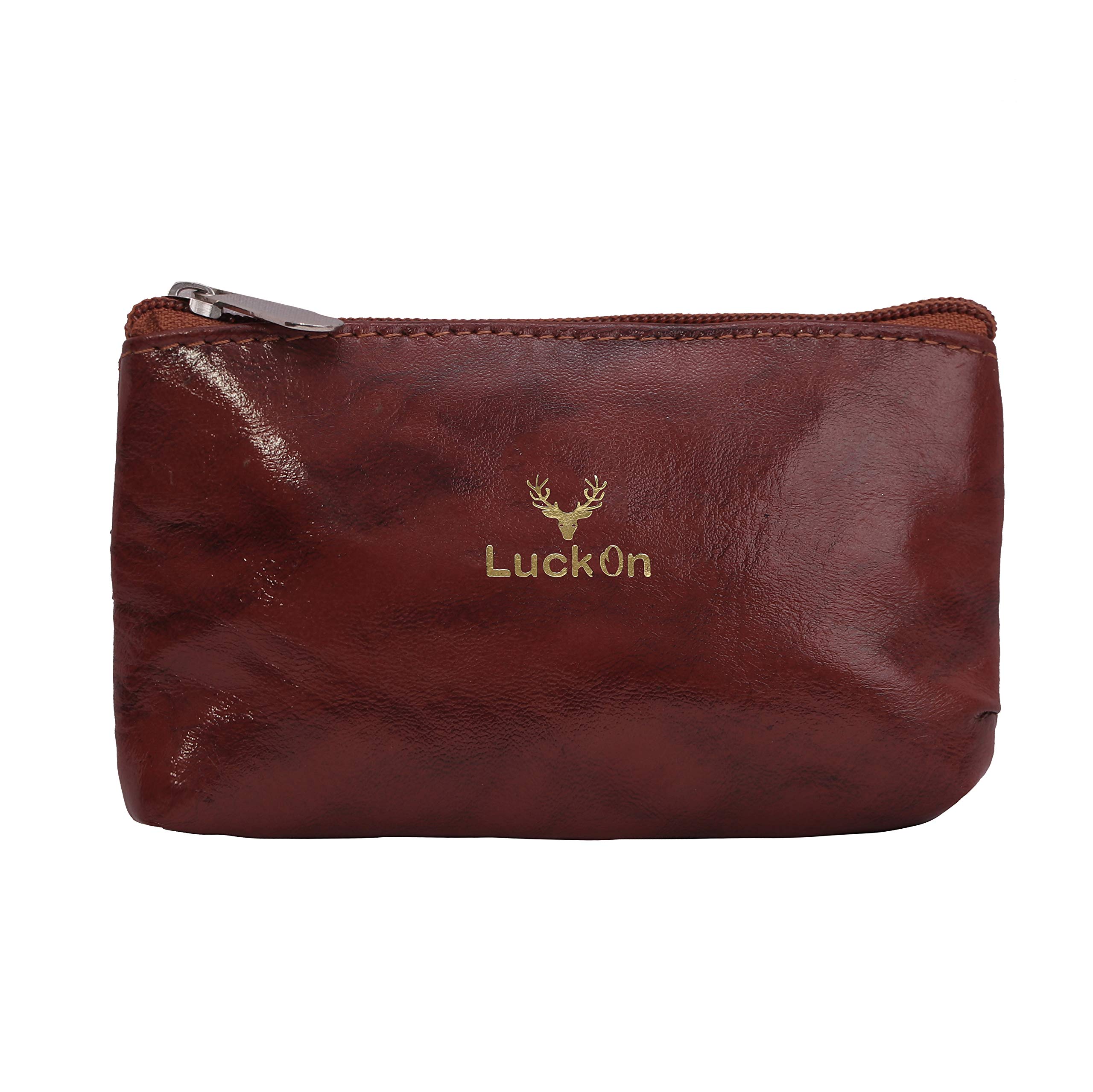 LuckOnBatwa Women's Genuine Leather Small Hand Purse, Hand Coin Purse for Ladies Size (L 5.50 x H 3.50) LL-Pouch-2 Bombay Sheep Leather (TAN)