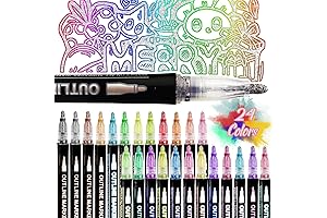 24 Colors Double Line Outline Pens for Shimmering Art