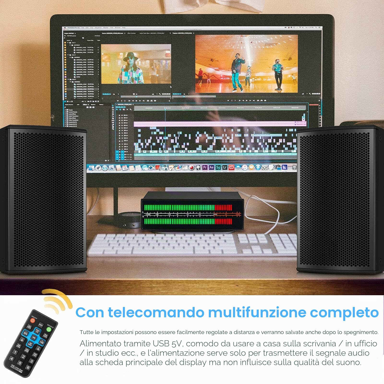 Display del misuratore di livello sonoro a LED a doppio canale MIC Visualizzatore di spettro musicale Home Audio Splitter Adapter