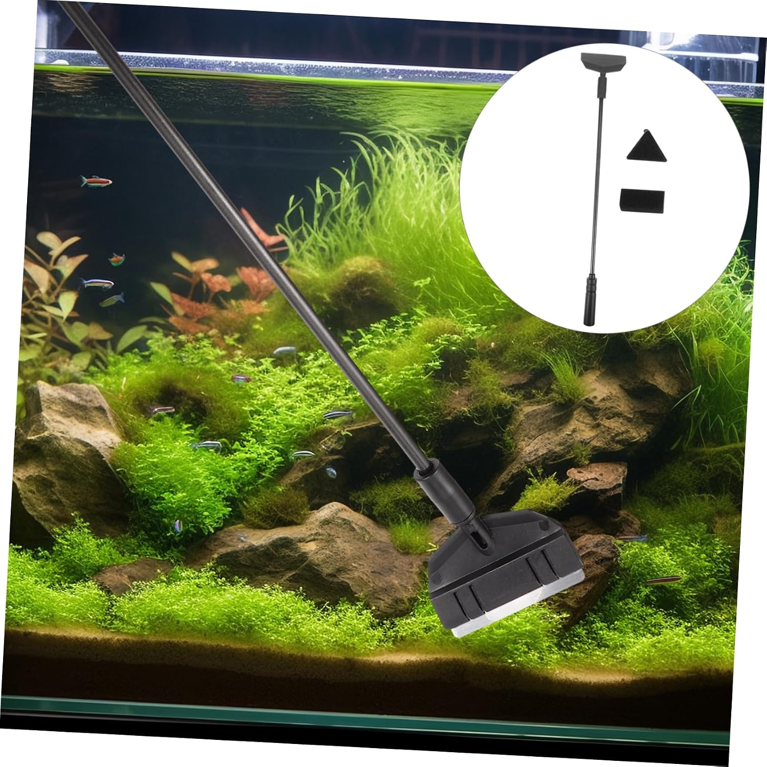 1set Handle Aquarium Tools Replaceable Scraper Brush for Fish Tank Maintenance Ergonomic and Aquarium Kit for and Tank Care