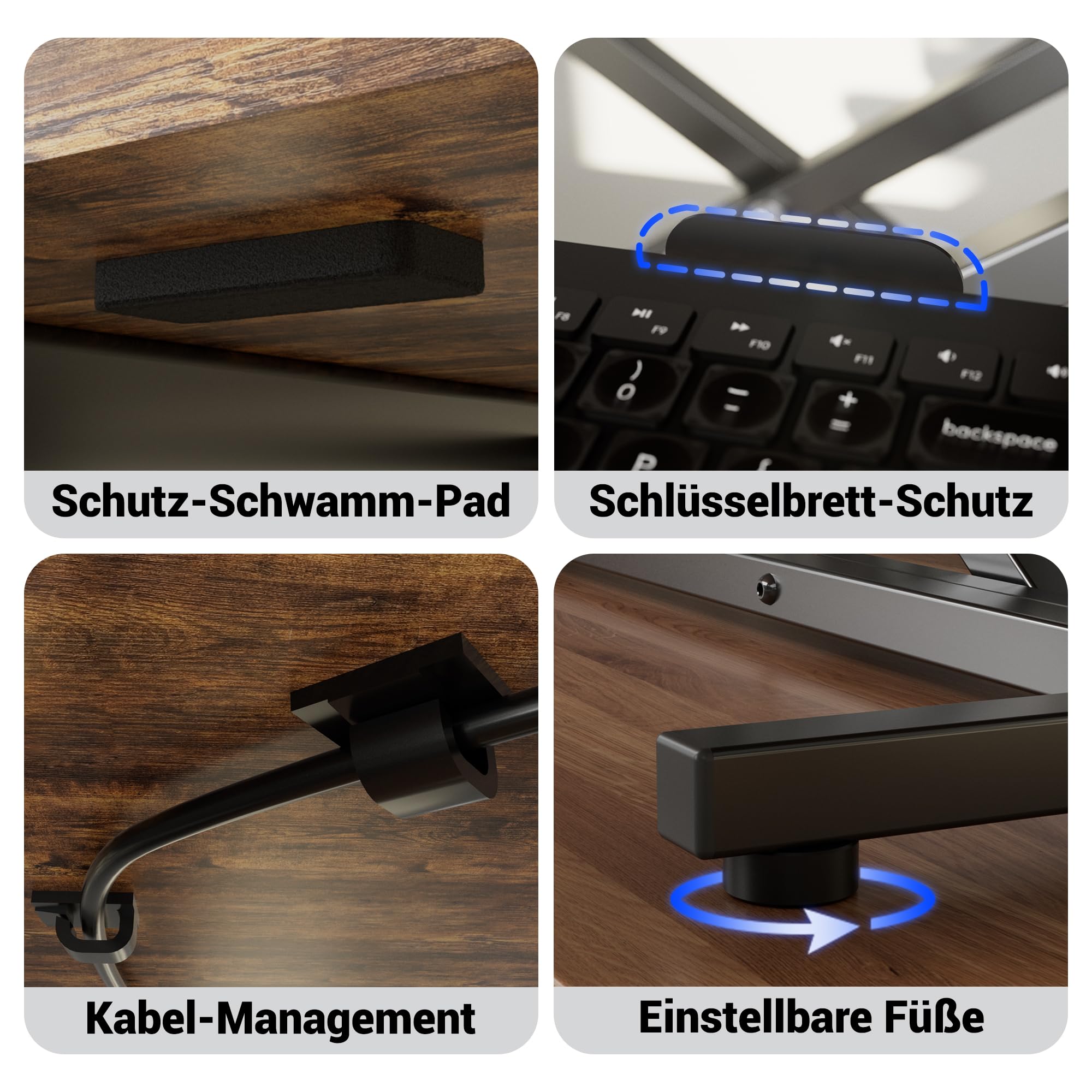 ERGOMAKER Steh-Sitz Schreibtischaufsatz Höhenverstellbar, Stehpult Aufsatz Schreibtisch 106 X 40CM Desktop Erhöhung mit Tastaturablage Für Zwei Monitore,Rustikales Braun
