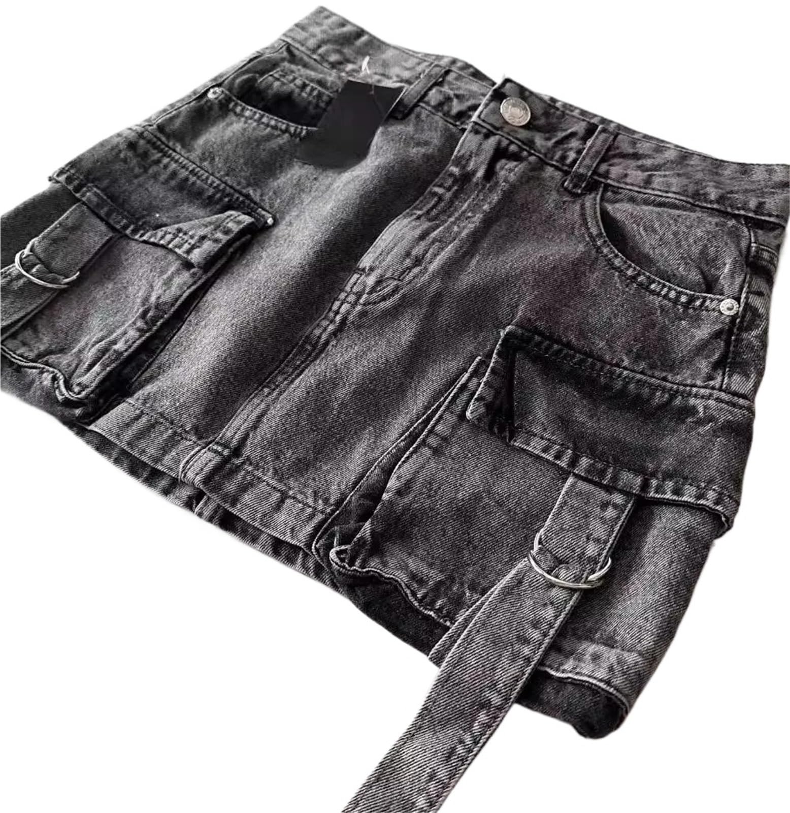 Minifalda Vaquera Faldas Mujer Falda Corta Casual Denim Cintura Alta Cadera Envoltura Una Línea Bolsillos Verano para el día a día