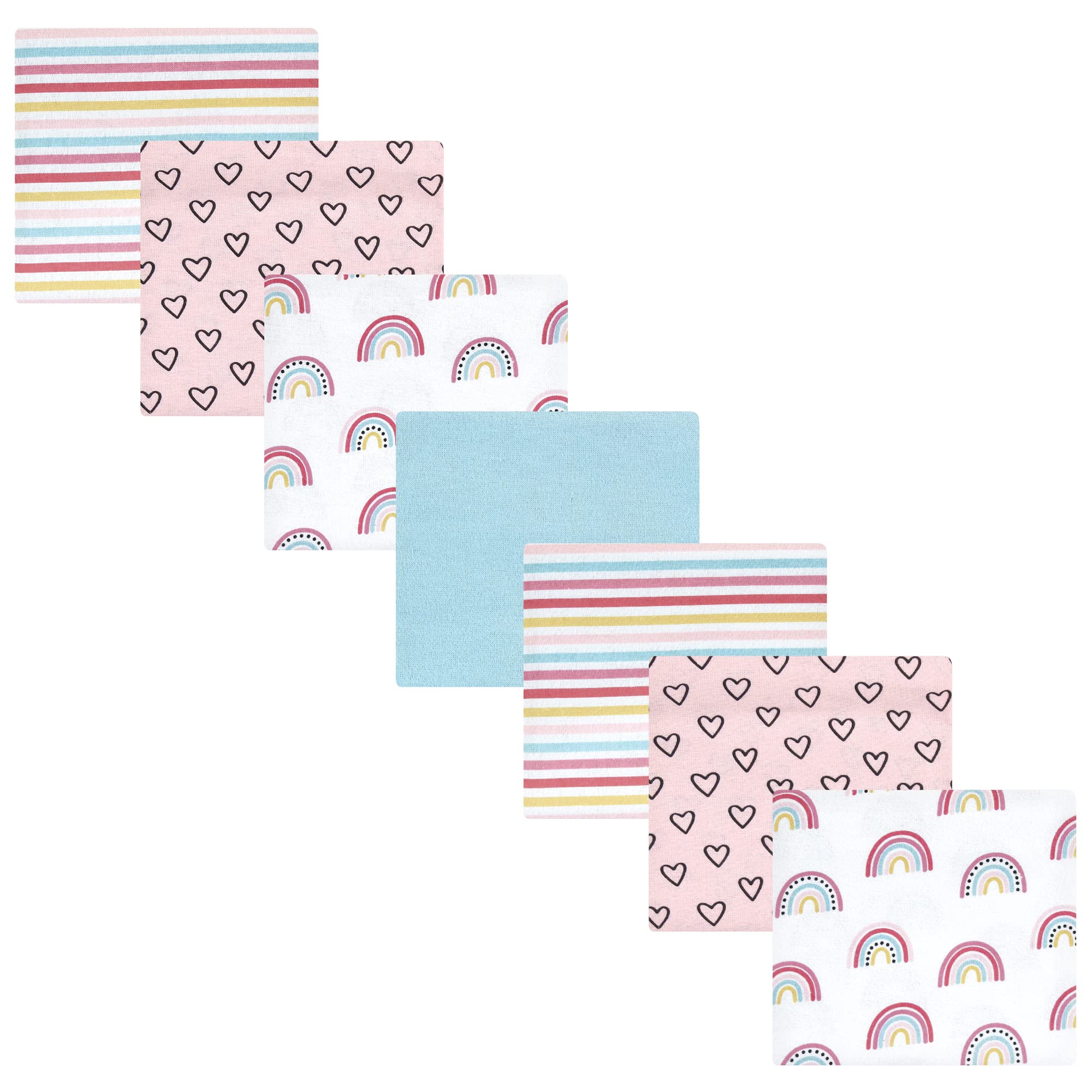 Hudson Baby Unisex Baby Cotton Flannel Receiving Blankets Bundle, Modern Rainbow, One Size