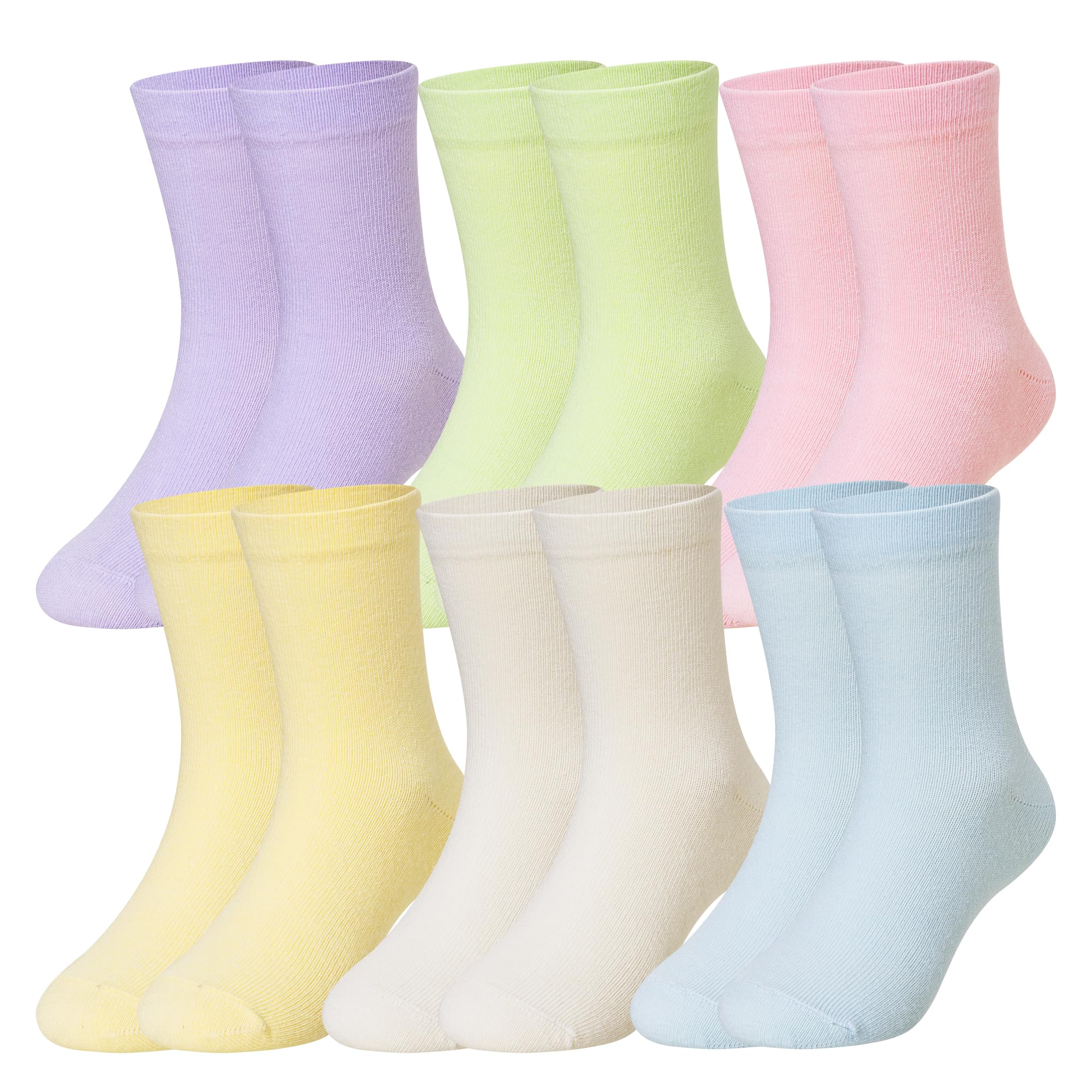 SEEYAN 6 paia di calzini da bambina in cotone rosa a righe con cuore colorato per bambini