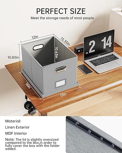 Miniatura 3 de Oterri Organizador de archivos con tapa, caja de archivos colgante portátil para almacenamiento de cartascarpetas legales, oficina, decoración,