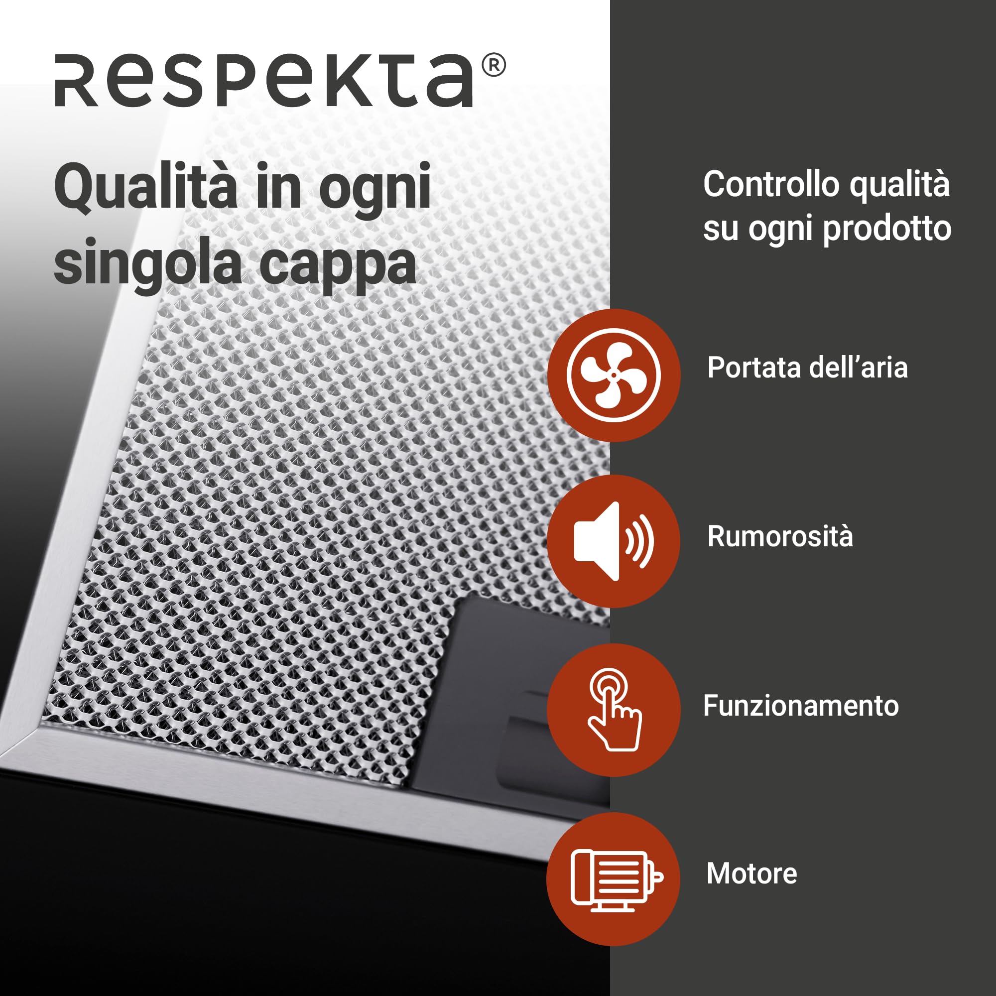 Respekta Cappa aspirante senza ingombro/cappa inclinata 60 cm/struttura in acciaio inox/funzione di espulsione e ricircolo dell'aria / CH22020IXB / B / 58 – 63 dB