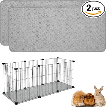 Scenereal 2 Pack Guinea Pig Cage Liner, Washable Small Animals Bed Mat, Waterproof Reusable Anti Slip Guinea Pig Pee Pad, Fast Absorbent Cage Liners Mat for Small Animal Rabbit Bunny Hamster, 35x68cm
