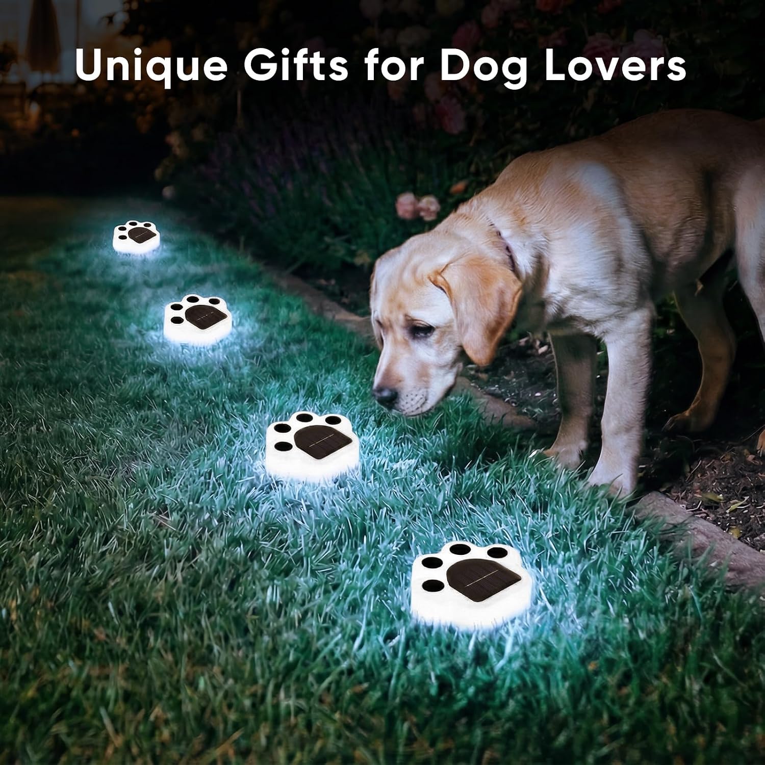 Solar Paw Print Lights 6 Pack, Outdoor Waterproof Solar Garden Lights, Lawn Patio Pathway Decorative Lights, Pet Dog Lovers Gifts for Women Mom Mother's Day (Cool White)