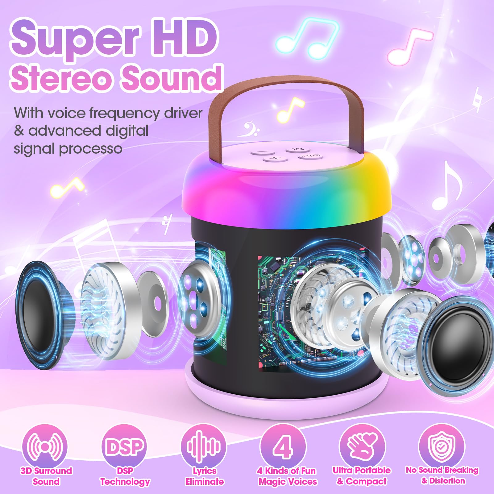Karaoke 2 Microfonos Inalambricos, Gralal Regalo Niña 3-12 Años Micrófono Inalámbrico Juguetes Niña 4 5 6 7 8 9 10 11 Años Microfono Karaoke Infantil Microphone Regalo Navidad