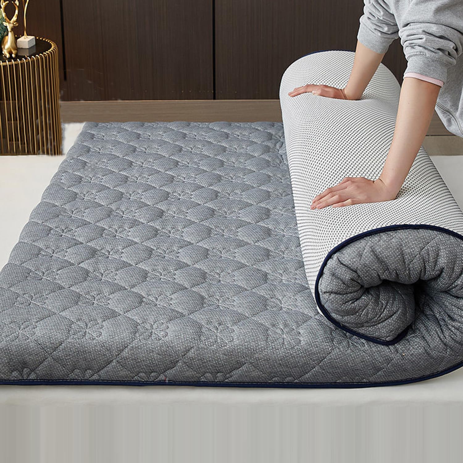 Coprimaterasso giapponese in memory foam, 4 cm/8 cm, traspirante, pieghevole, per il massimo comfort, 150 x 190 cm, ideale per casa, camper e viaggi