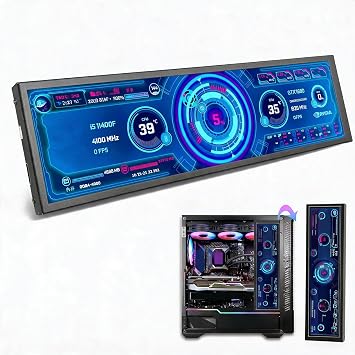 Dpofirs 8.8in USB Mini Screen, USB C PC Sensor Panel Display, PC CPU Data Monitor, PC Computer Temp Mini Secondary Screen for Desktop Chassis (Without Touch)