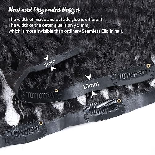 Miniatura 2 de HAPPY&CC Extensiones de cabello humano lacio sin costuras, color negro natural, ultra fino, doble trama, PU invisible, clip, 7 unidades, 20 pulgadas