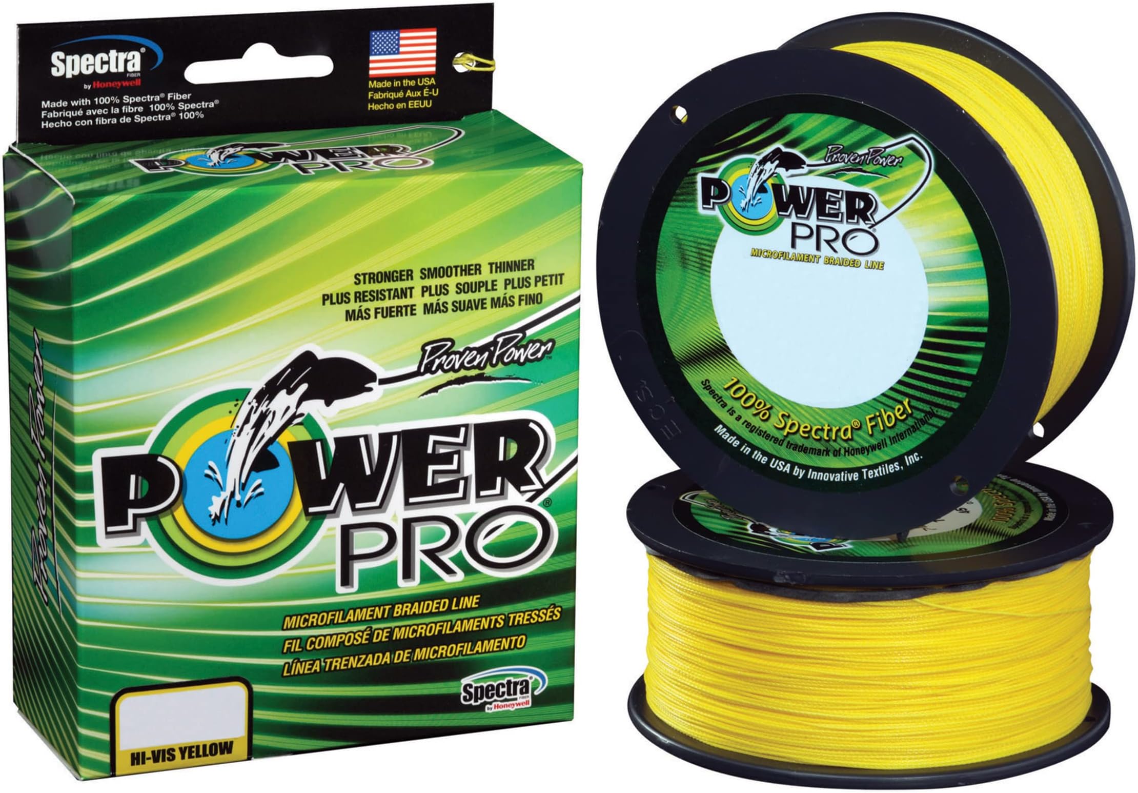 Spectra Fiber Braided Fishing Line, Hi-Vis Yellow, 150YD/8LB, 21100080150Y