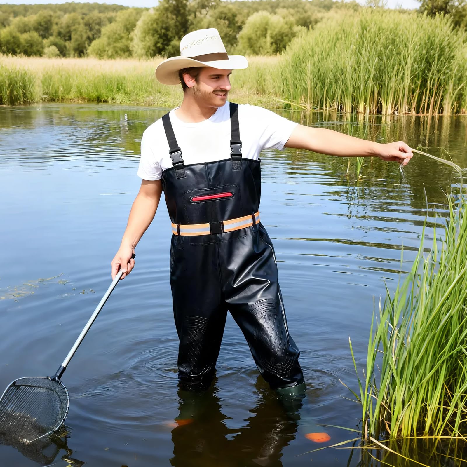 Waders pour homme et femme - Pantalon de pêche avec bottes - Pantalon de pêche pour adulte - Respirant - Imperméable - Avec bottes - Pour la pêche, les sports nautiques, les activités de