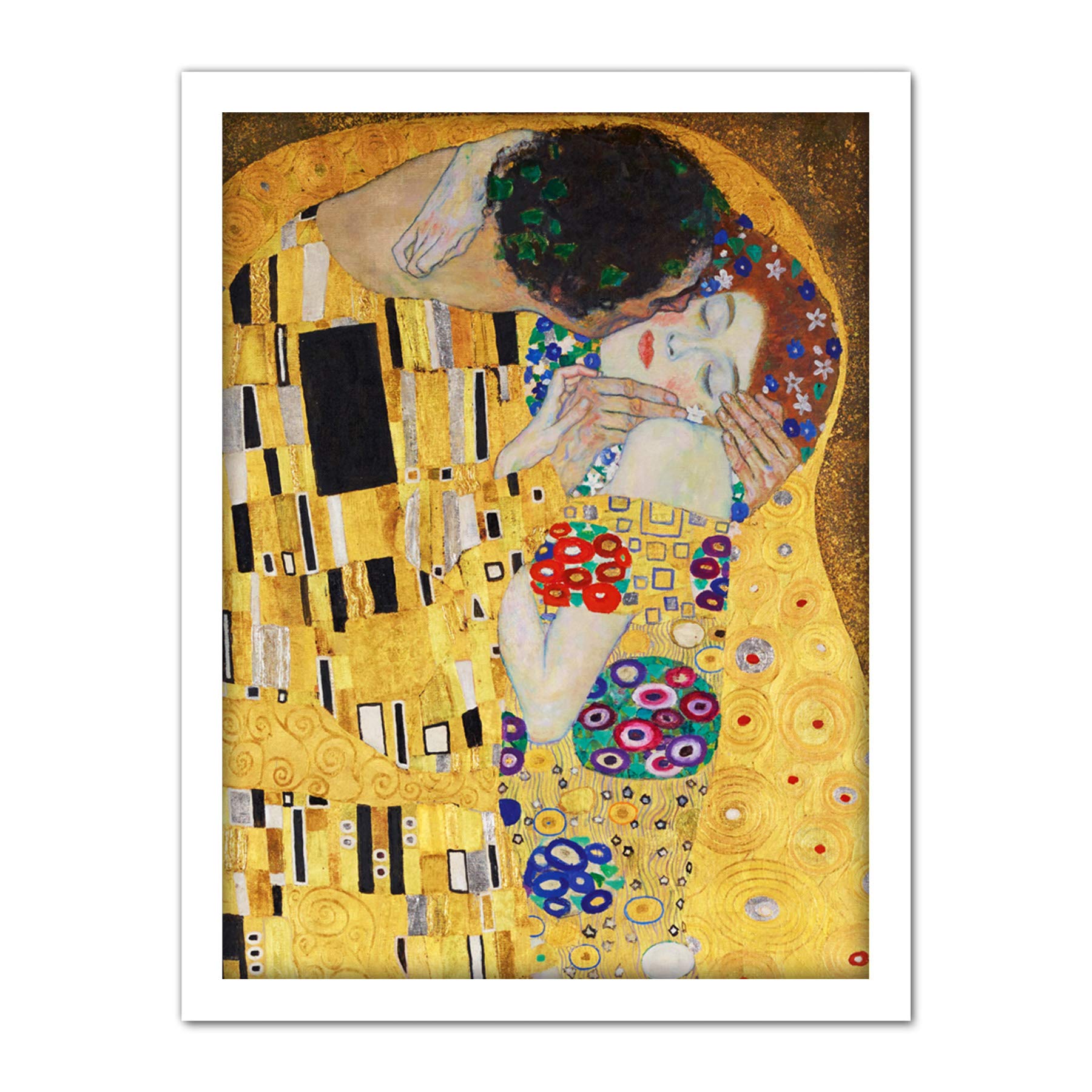 Artery8 Framed Wall Art Print - Klimt The Kiss - Large W18 x H24 Inch
