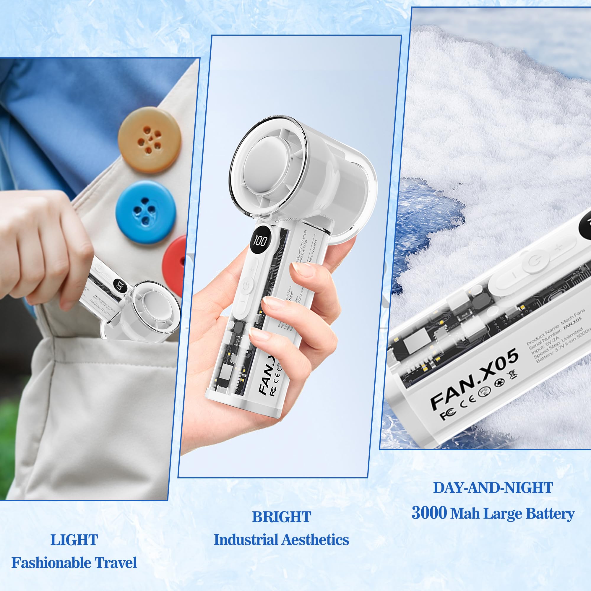 Amazon | Cosell ポータブルハンドヘルドファン 速度調整可能 (1~100