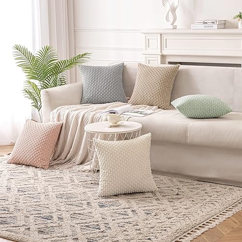 Miniatura 3 de Paquete de 2 fundas de almohada decorativas de color naranja de 20 x 20 pulgadas para sofá, cama, sala de estar, fundas de cojín cuadradas suaves a