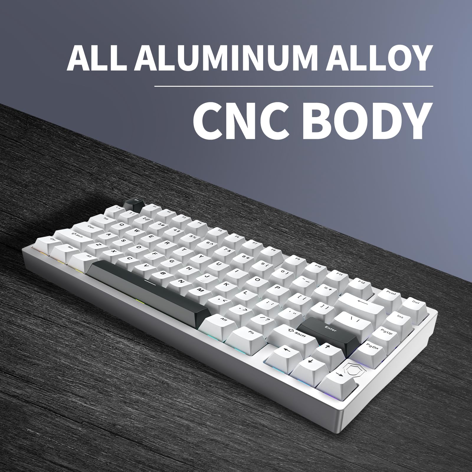 IROK MG75PRO 81 Teclas Teclado Mecánico con Interruptor Magnético con Cable, Efecto Hall, 8KHZ/ARGB/Aluminio CNC, Estructura con Junta de Estanqueidad Teclado para Juegos (Plata)