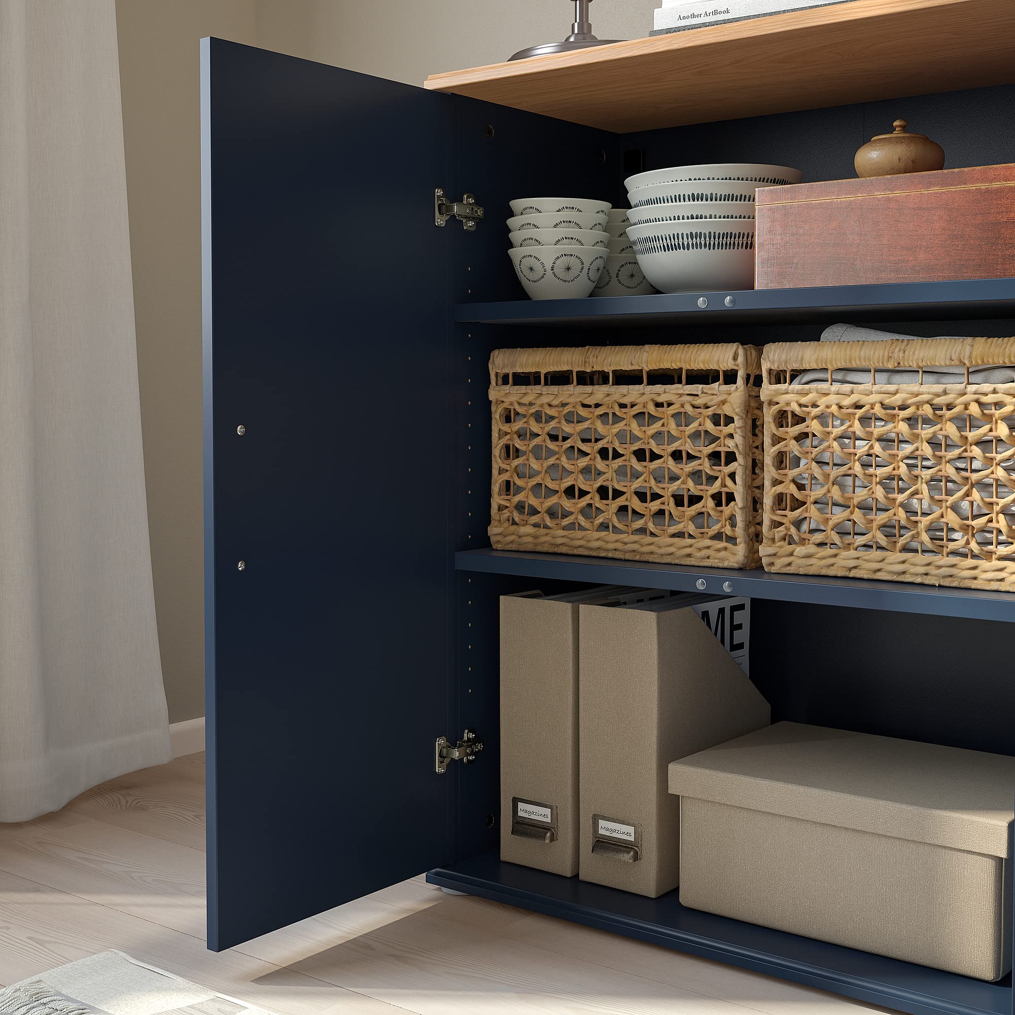 IKEA SKRUVBY Schrank mit Türen, 70x90 cm, schwarz-blau Küche, Haushalt & Wohnen