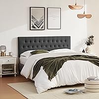 Vista 7 de Cabecera Tapizada Capitoné Tamaño Queen, Cabecera de Madera Maciza con Patas de Metal Duraderas, Cabecera de Cama de Altura Ajustable de 37" a 51