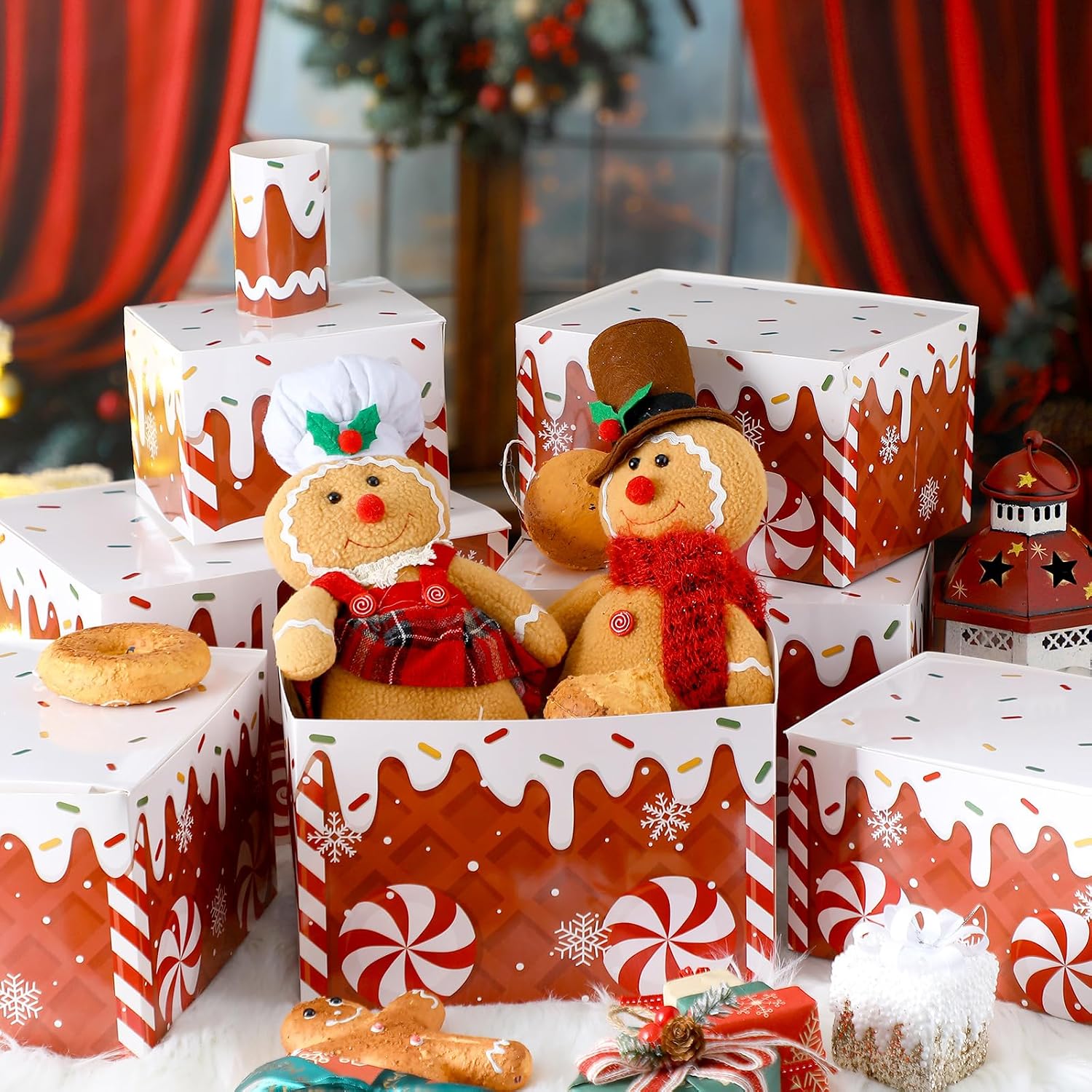 Eccliy 8 Pcs Gingerbread Train Christmas Nesting Gift Boxes Christmas Stackable Boxes Decorative for Centerpieces Gift Wrap Present Containers for Xmas Holiday Decor Candy Treat Party Favor Supplies image 4
