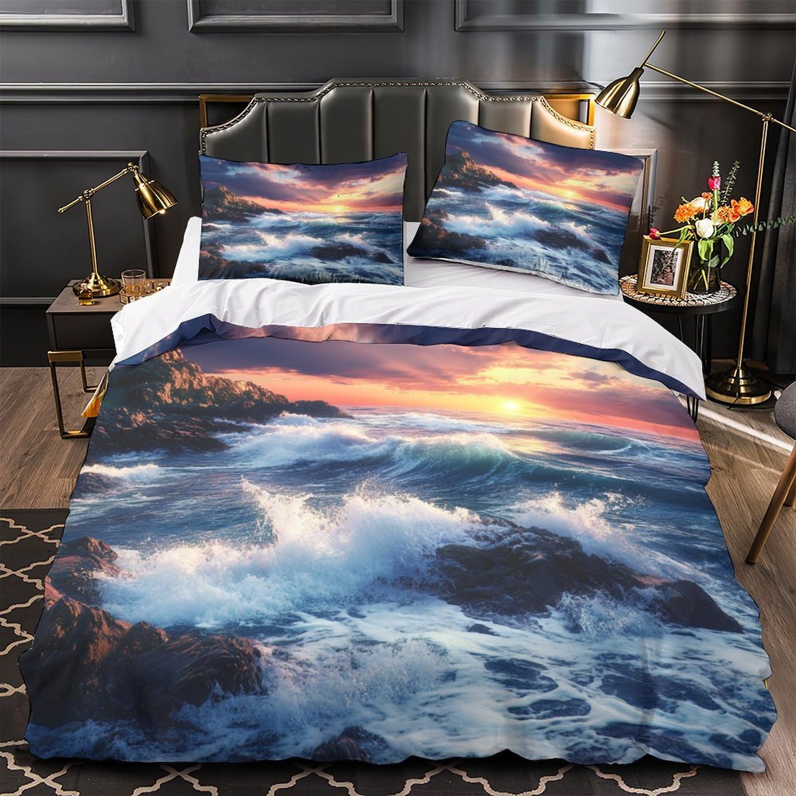 Housse de couette entretien facile et hypoallergénique pour un lit Super King 260x220