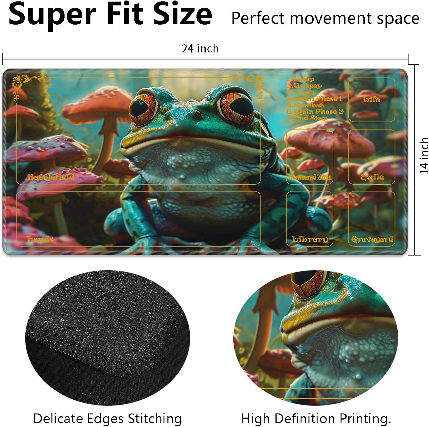 for MTG Playmat & Strong Magnet Card Case Deck Box for Collectible Card Games, A Frog with Mushrooms