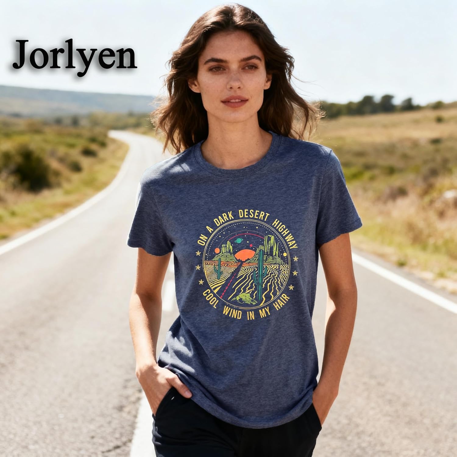 Adventure Shirts Sunrise Camping Hiking Activewear Road Trip Nature Cactus Workout Tee Top - Image 2