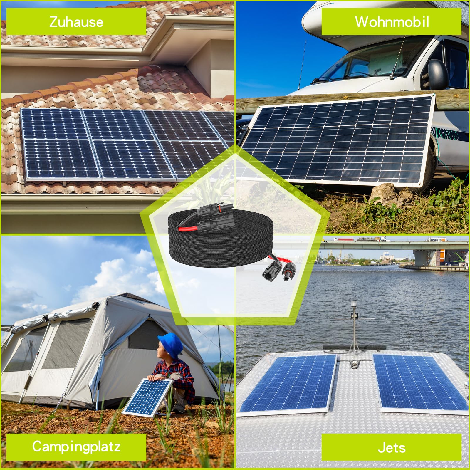 2 x 10 meter Prolunga per Cavo Solare 6mm²,Cavo Fotovoltaico con Guaina Protettiva,Cavo per Pannelli Solari,Cavo Solare Con Connettori Impermeabile IP68(Rosso+Nero)