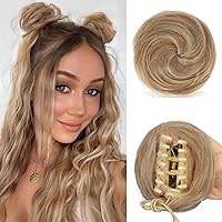 Vista 43 de SOFEIYAN 2 piezas de clip de pinza mini en extensiones de moño de cabello con orejas de gato desordenadas, accesorio de peluca de dona sintética