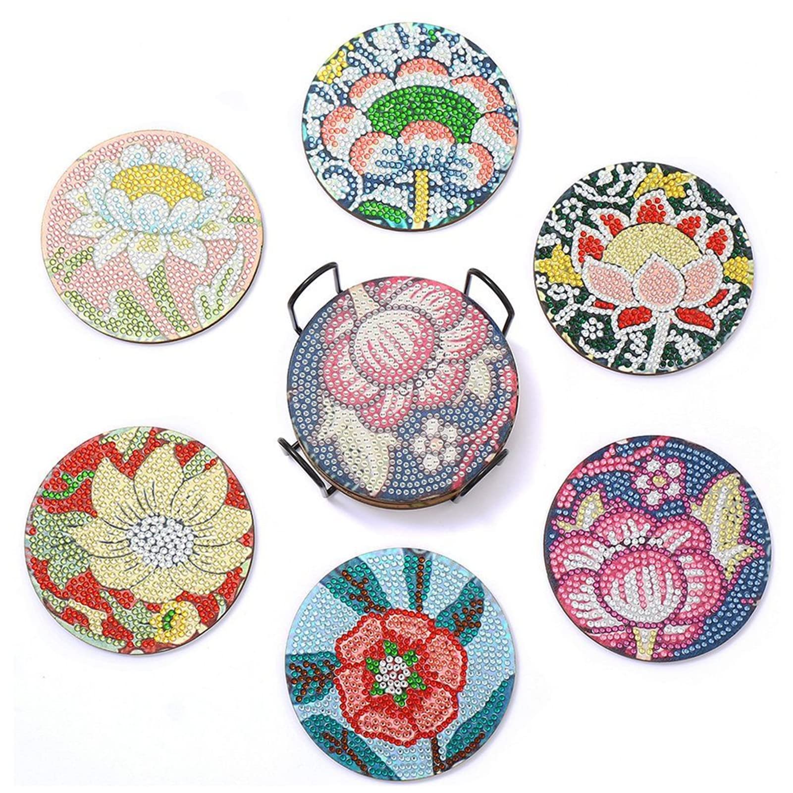 Sous-verres en liège de Noël x6 avec support pour table de fête