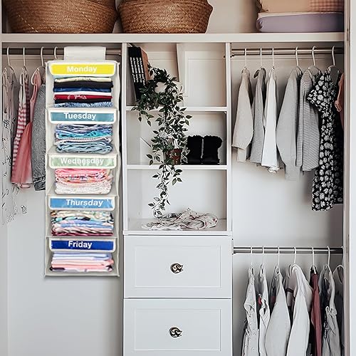Miniatura 8 de DoveeDosa Organizador semanal de ropa para niños, organizador de ropa para el día de la semana, organizador de ropa diario para niños, organizador