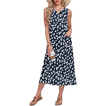MOLERANI Women's Casual Button Down Midi Dress with Pockets | V Neck, Sleeveless, Soft Comfy Fabric, Loose Fit, Vacation Beach Sundress, Floral, Daily Wear, Hawaiian Travel Work
