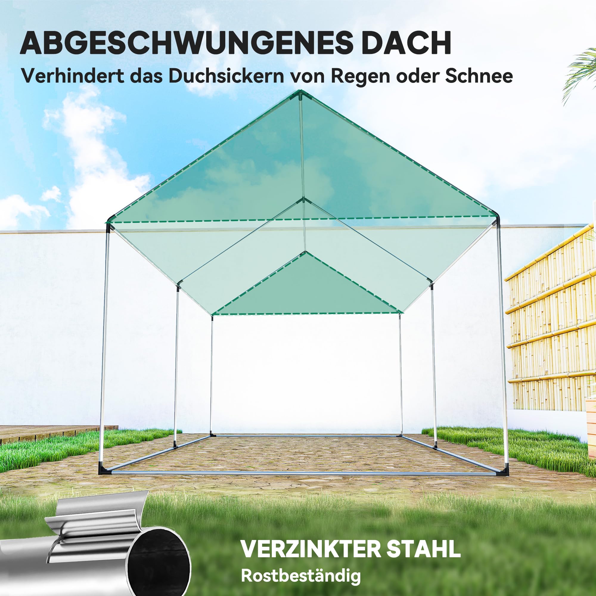 Outsunny Gewächshaus 3 x 2 x 2 m Moskitonetz Spitzdach 4 Fenster Grün