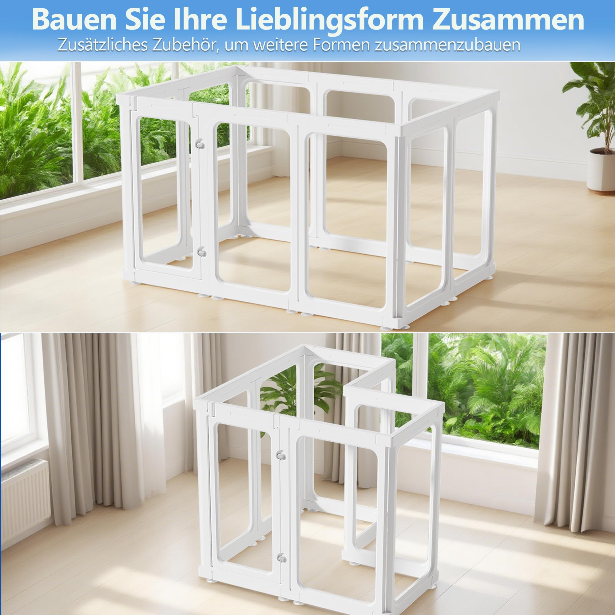 Lot de 10 parcs pour chiots - En plastique acrylique transparent - Avec porte - Facile à nettoyer - Pour appartement - Blanc - Hauteur : 75 cm